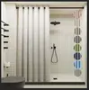 Cortina de Ducha de Lino Sintético de Venta Caliente en Amazon Ruso Transfronterizo con Botones Grandes, Estilo Sencillo, Cortina de Ducha de Baño Engrosada