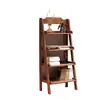 Estantería Elevada de Cinco Niveles Estilo Nórdico de Madera Maciza, Estantería de Piso en Forma de Escalera para Sala de Estar, Balcón y Dormitorio