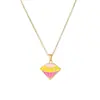 Collar de Metal con Rombos Coloridos Estilo Europeo y Americano para Mujer, Venta Caliente Transfronteriza, Nicho Pequeño Fresco Literario, Venta Caliente, Gama Alta al por Mayor