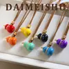 Nova Moda Retro Estilo Chinês Simples Temperamento Versátil Colorido Esmalte Cabacinha Corrente para Suéter Luxo Leve High-End Colar Longo