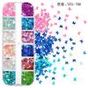 Lentejuelas de manicura transfronterizas, brillo láser mixto, hexágono, corazón, estrella de cinco puntas, luna, lazo, lentejuelas mixtas