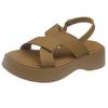 Sandálias retrô de salto plataforma com abertura nos dedos para mulheres, novidade de verão 2025, sandálias com fivela, sapatos de praia romanos coreanos para mulheres, atacado