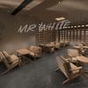 Conjunto de Muebles para Cafetería y Ocio con Sofás de Algodón y Lino, Combinación de Silla Sofá de Madera Maciza para Barra, Asientos Cómodos Tipo Booth para Mesas de Bar