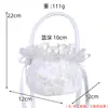 Cesta de flores redonda de estilo occidental para bodas transfronterizas, ribete de encaje blanco, decoración de lazo, cesta de flores para niños para lanzar flores
