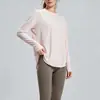 Top de yoga de seda helada de verano, tacto desnudo, cuello redondo, holgado, transpirable, versátil, camiseta casual deportiva de manga larga para fitness