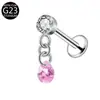 Pendientes Colgantes de Corazón Gota de Agua Zirconio Redondo Clavo de Lóbulo de Titanio F136 Clavo de Hueso de Oreja Estrella Romboidal Aleación de Titanio G23