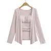 Nuevo Estilo de Otoño Conjunto de Dos Piezas Ajustado para Mujer, Estilo Pura Pasión con Camisola con Almohadillas en el Pecho, Top Holgado Adelgazante de Manga Larga