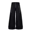 3319 Calle principal americana retro unisex bloques de color color de mezclilla original diseño de botón metálico jeans holgados baggy para hombre