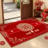 Felpudo rojo festivo para recién casados, adecuado para mudarse a una casa nueva, duradero, resistente a las manchas y fácil de limpiar, con una superficie antideslizante y resistente al desgaste