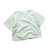 Camiseta Listrada Infantil de Manga Curta em Cores Macaron, Novo Estilo de Verão para Meninos e Meninas, Algodão e Linho, Estilo Coreano, Top Casual Versátil