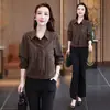 Elegante camisa de rayas para mujer, nuevo modelo otoño 2026, manga larga, con cuello, estilo chal, adelgazante, versátil, a la moda, top de corte holgado