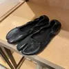 Versão em pele de ovelha~sapatos de couro genuíno de ponta dividida, couro de porco, com laço, sapatilhas Mary Jane de salto baixo, sapatilhas slip-on