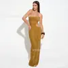 Vestido sin tirantes de encaje calado con abertura, disponible en stock transfronterizo para fiestas online independientes, Verano 2025, Mayorista de Comercio Exterior de Alta Demanda