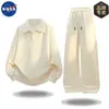 Traje de Sudadera con Textura Jacquard para Hombre Marca Nasa Primavera y Otoño Holgado Casual Camisa de Alta Gama Conjunto de Dos Piezas