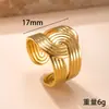 Anéis Europeus e Americanos de Aço Inoxidável Transfronteiriços para Mulheres, Anéis Abertos de Linha Geométrica Assimétrica, Joias de Aço Titânio Banhado a Ouro 18K da Moda