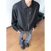 Shorts de design escuro, jaqueta bomber para homens, marca moderna de primavera e outono, estiloso e legal, solto e casual, com gola de lapela