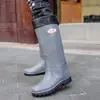 Sapatos de chuva transfronteiriços novos proteção do trabalho sola grossa 45CM extra altos masculinos resistentes ao desgaste antiderrapantes impermeáveis tubo longo sapatos d'água canteiro de obras