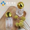 Botella de Vidrio Transparente Redonda Plana de 30ml Tapa Exterior Dorada Electrochapada Cabezal de Bomba Botella Presurizada para Base de Maquillaje Líquida Se Puede Imprimir con Logo En Stock