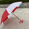 Paraguas Rojo y Blanco Juegos Deportivos Rojos y Blancos Actuación Grupal Cuerpo Paraguas Súper Paraguas de Molino de Viento Paraguas para Actuación de Baile de Estudiantes de Primaria