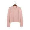 Cárdigan de punto corto hueco estilo coreano para mujer, principios de otoño, cuello redondo, de un solo botón, manga larga, adecuado para mujeres petite, top protector solar