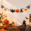 Guirnalda de Halloween Fantasma Calabaza Murciélago Sombrero de Mago Telaraña Dulce Banderines Decoraciones para Fiesta de Halloween