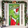Cortina de Puerta Navideña del Grinch de Venta Caliente Transfronteriza Tela Decorativa Paño para Escena de Fiesta de Ventana de Gabinete de Entrada de Venta Caliente Transfronteriza Multipatrón