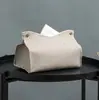 Caja de Pañuelos de Cuero PU Moderna Creativa Estilo Americano para Sala de Estar, Mesa de Café y Mesa de Comedor, Venta al por Mayor Popular Transfronteriza