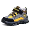 Zapatos de algodón para niños invierno con felpa extra gruesa, zapatos de senderismo para niños, exterior del noreste, antideslizantes, superficie de cuero para niños, botas de nieve cálidas