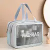 Bolsa de Maquillaje Estilo Tiktok para Mujeres, Bolsa de Almacenamiento Portátil Impermeable de Gran Capacidad, Bolsa de Artículos de Tocador Transparente para Viaje con Separación Seco-Húmedo