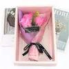 Regalo de San Valentín Caja de Regalo con 3 Flores de Jabón Regalos Creativos de Navidad Exquisito Ramo de Rosas de Mano para Novia