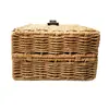 Bolsa de Rattan Trançado Estilo Ins para Mulheres Literárias Portátil de Palha Retrô Bolsa de Rattan Trançado Cesta Trançada Indonésia Bolsa de Moda Casual Atacado