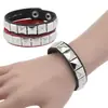 Pulseira Clássica Quadrada com Rebites de Venda Quente Transfronteiriça Personalidade Punk Couro PU Aço Inoxidável Fivela de Pressão Pulseira Pulseira
