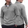 Suéter de malha masculino com zíper parcial e gola alta estilo americano para exportação AliExpress, mistura de fios TK de qualidade de exportação, elástico, moletom de manga longa plus size