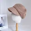 Etiqueta Redonda Simple Sombrero Octagonal de Felpa Nuevo Estilo Otoño/Invierno para Mujer Gorra de Boina Versátil para Adelgazar la Cara Protección contra el Frío Calidez Gorra de Pico de Pato