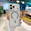 Adecuado para Funda Magnética para Teléfono Apple 17 Ip15 Acrílico Transparente Esquinas Cuádruples Anti-Caída Cubierta Protectora 16 Botones Galvanizados 14