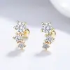 Brincos de Tarraxa com Zircônia Ins Moda Luxo Leve Sensação de Alto Padrão Joias para Orelha Joias Femininas em Prata 925 Design de Nicho Studs para Cartilagem da Orelha