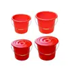 Cubos de agua de plástico grandes y pequeños cubos de agua de mano domésticos rojos con tapa lavado de autos trapeado de ropa piso resistente a caídas para transportar agua no rompibles
