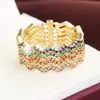Moda Europea y Americana Tendencia Estilo Ola Anillos Apilables de Cinco Anillos con Circonita de Colores para Hombres y Mujeres, Personalizados, Exclusivamente para Ventas Transfronterizas