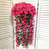 Videira de Flor Violeta Simulada, Decoração de Flor Falsa de Plástico, Pendente de Parede Simulado, Orquídea Pendente, Cesto Pendente, Flor de Parede, Videira de Flor de Seda
