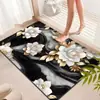 Tapete de Chão Absorvente Secagem Rápida para Banheiro com Florais em Relevo, Suave de Terra de Diatomáceas, Antiderrapante para Entrada do Banheiro