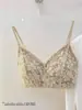 Cuello en V francés, ribete de encaje sexy, copa triangular, copa fina de 0.7, lencería, sujetador sin espalda, puro y seductor para mujer, sujetador sin varillas