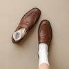 Mocasines de piel estilo academia británica, primavera 2023, nuevos zapatos de tacón bajo de piel de vaca, boca profunda, de una sola capa, zapatos pequeños de piel para mujer.