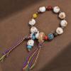 Pulsera de Bodhi de Jade Blanco con Cuentas de Buda de Garra de Gato Carbón para Juego Cultural de Hombres y Mujeres con Suave Cuerda Enrollada Borla Corriente Cuentas de Pulsera