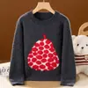 Suéter de Tricô Gola Redonda Liso 100% Lã Outono/Inverno 2026 Manga Longa Feminino Estilo Pequena Fragrância Jacquard Pera Suéter de Lã Infantil Top