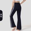 Pantalones de Yoga Rayados de Cintura Alta Estilo Americano para Correr, Deportes, Levantamiento de Glúteos Color Durazno, Ropa Exterior, Pantalones de Fitness, Elásticos de Sensación Desnuda, Pantalones Acampanados para Mujer