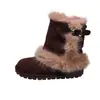 Versión de Cuero Suave~Más Terciopelo Cálido Botas de Nieve para Mujer 2026 Invierno Nuevas Elegantes Botines Peludos del Noreste Zapatos de Algodón