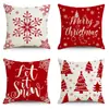 Funda de Almohada Navideña de Invierno al por Mayor Dibujos Animados Navideños Coche Rojo Pequeño Funda de Cojín con Impresión Digital Funda de Cojín Trasero
