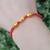Pulseira Trançada de Corda Prata Vermelha de Barraca de Rua, Tornozeleira de Prata, Pulseira de Liga Trançada de Corda Vermelha Prata do Tibete Atacado