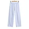Calça Rosa de Listras com Cordão e Perna Larga para Mulheres, Novo Estilo de Outono, Calça Casual Americana Reta Solta