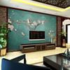 Fondo de pared de TV chino nuevo 3D papel tapiz flor de ciruelo estilo antiguo tela de pared atmosférica sala de estar Mural de pared para cine y televisión tela de pared flores y pájaros